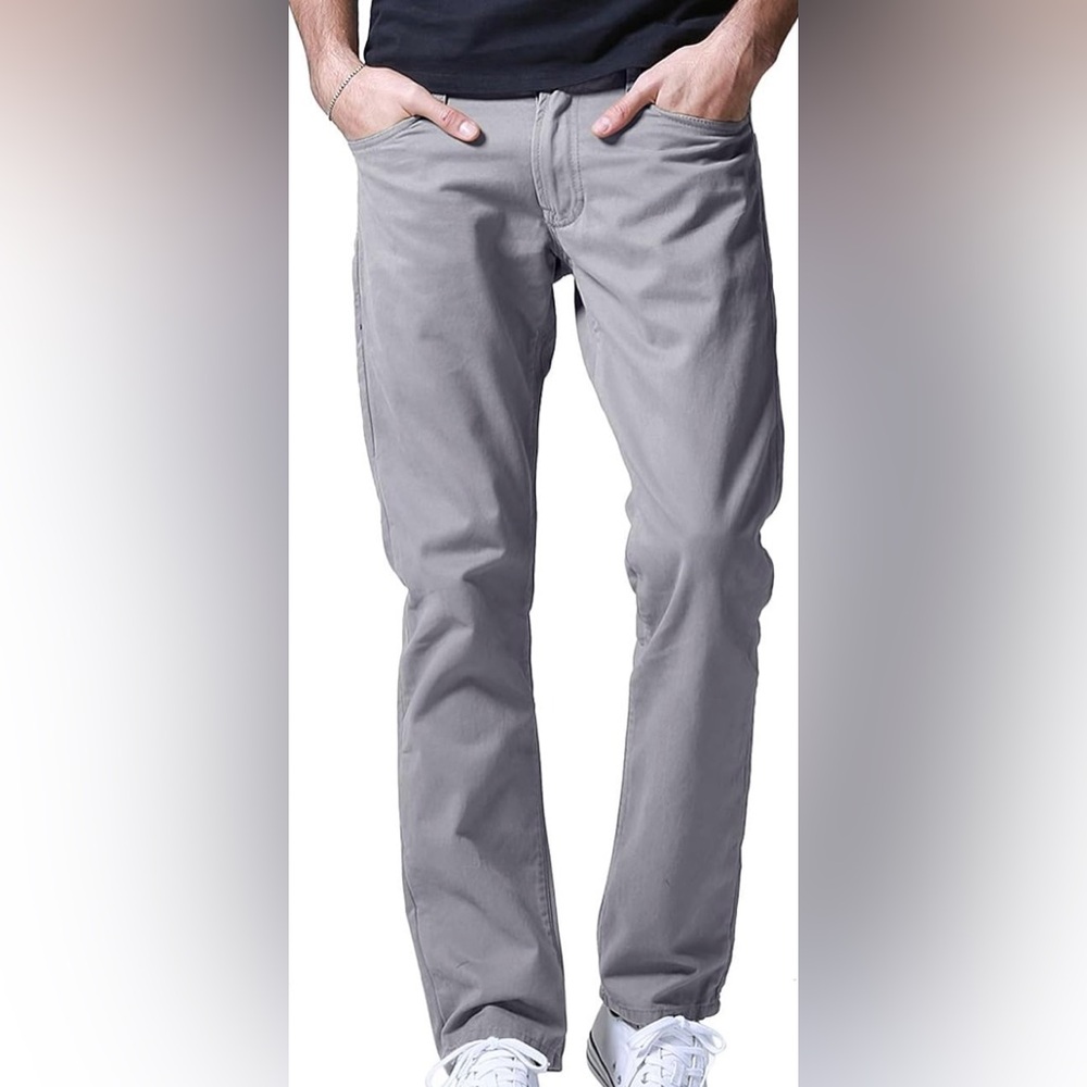 Men's Light Gray Casual Men’s Pants- 98% cotton + 2% spandex